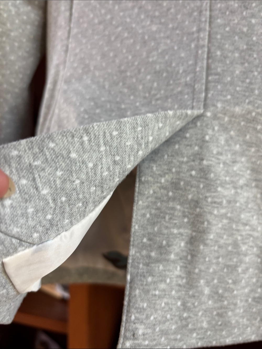 Joules Gray Pin Dot/Polka Dot Millie Blazer/Floral Lining Size US 2 - Picture 3 of 9